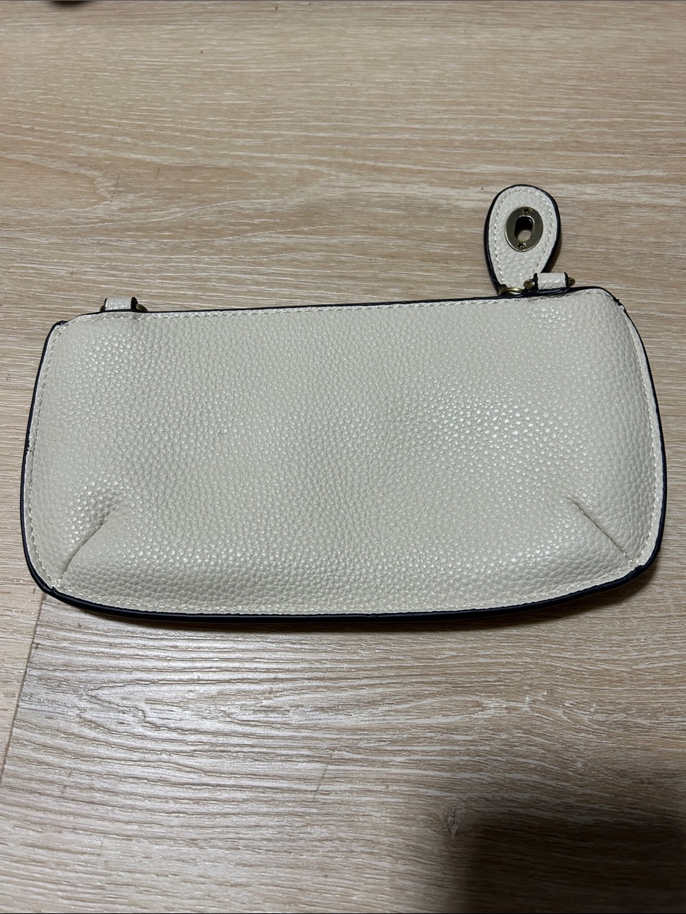 Joy Susan Ivory Pebbled Leather Wristlet Clutch